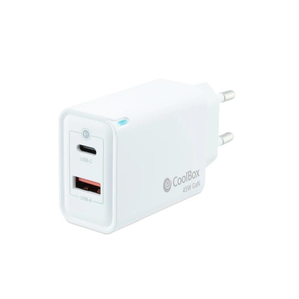 Coolbox cargador pared gan 45w usb-c/usb-a