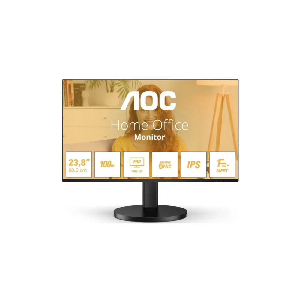 AOC Monitor 23.8" LED IPS FullHD 1080p 100Hz - Respuesta 1ms - Angulo de Vision 178° - Altavoces Incorporados - HDMI, VGA, Audio