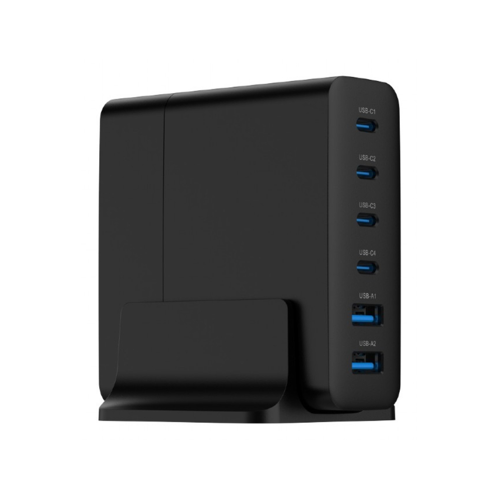CARGADOR RAPIDO GEMBIRD USB GAN DE 6 PUERTOS 75 W NEGRO