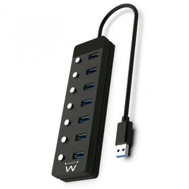 Ewent hub usb-usb-c 7 ptos interruptor c/alimen.