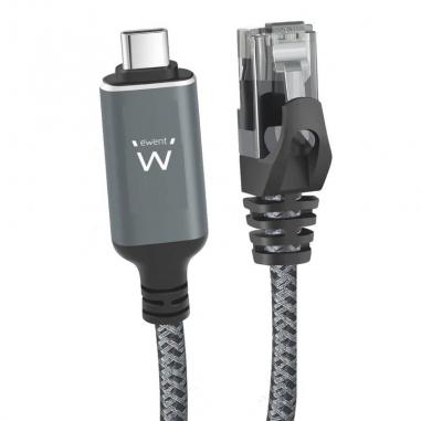 Ewent cable usb-c 3.1 a rj45 cat6 ftp, 1gbps, 2m