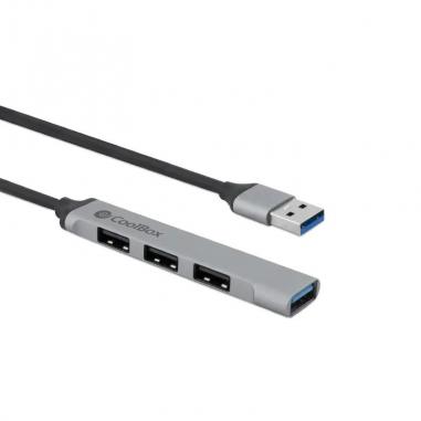 Coolbox hub4 lite usb-c/a 4 puertos aluminio