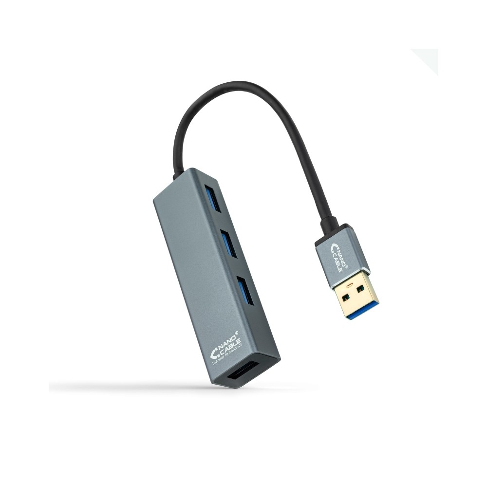 Nanocable hub usb 3.0 4 x usb 3.0 10cm. gris