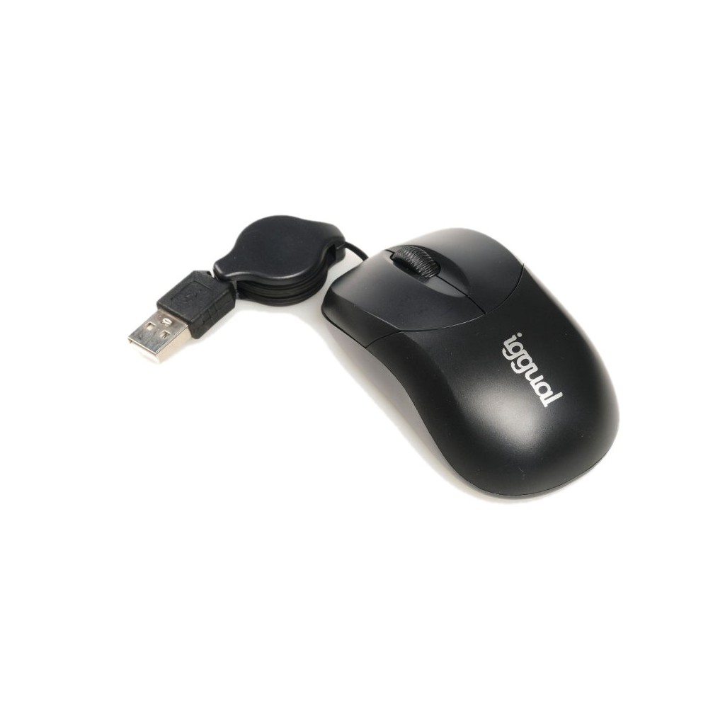 Iggual ratón retráctil com-basic-800dpi negro