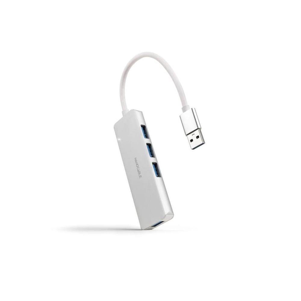 Nanocable hub usb 3.0 4 x usb 3.0 10cm. gris