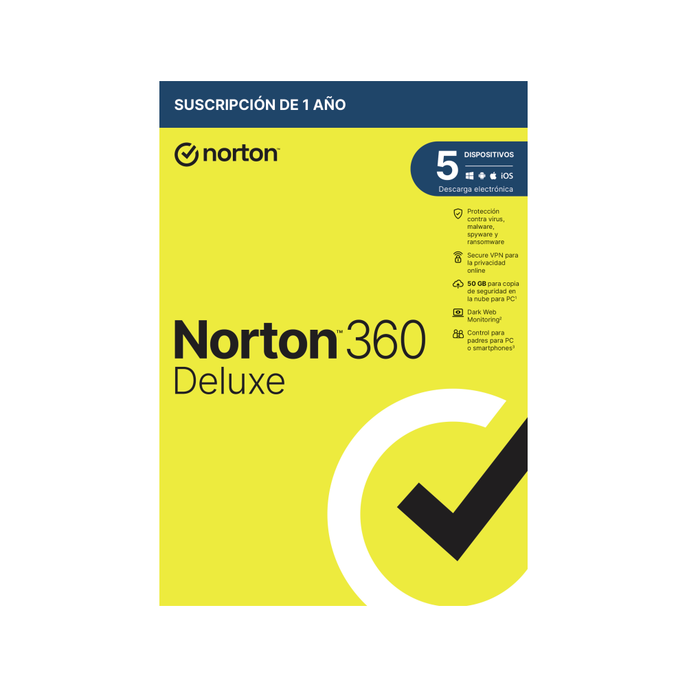 NORTON 360 DELUXE 50GB ES 1 USER 5 DEVICE 12MO