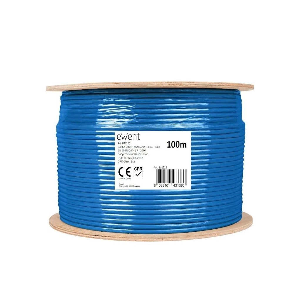 Ewent bobina cable red cat6a u/utp,lszh,100m