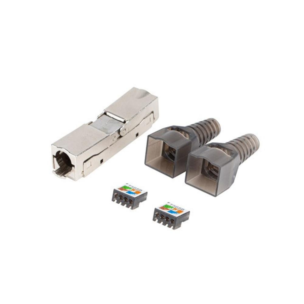 CONECTOR LANBERG ADAPTADOR 2X RJ45 CAT6A FTP PLUG 8P8C TOOL-LESS