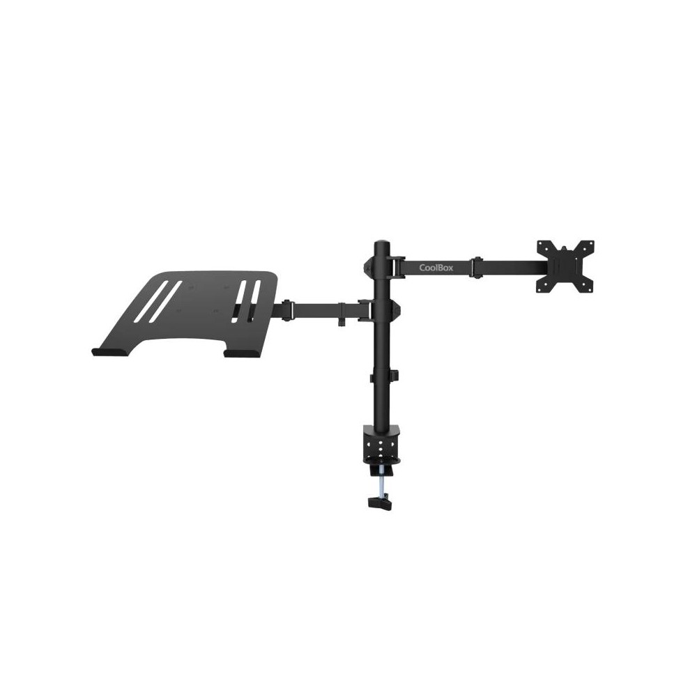 Coolbox soporte monitor+portátil monobrazo acero