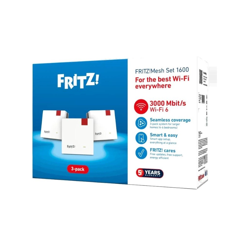 Fritz! mesh wifi set 1600 3-pk repeater wifi6