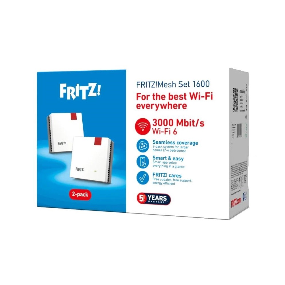 Fritz! mesh wifi set 1600 2-pk repeater wifi6