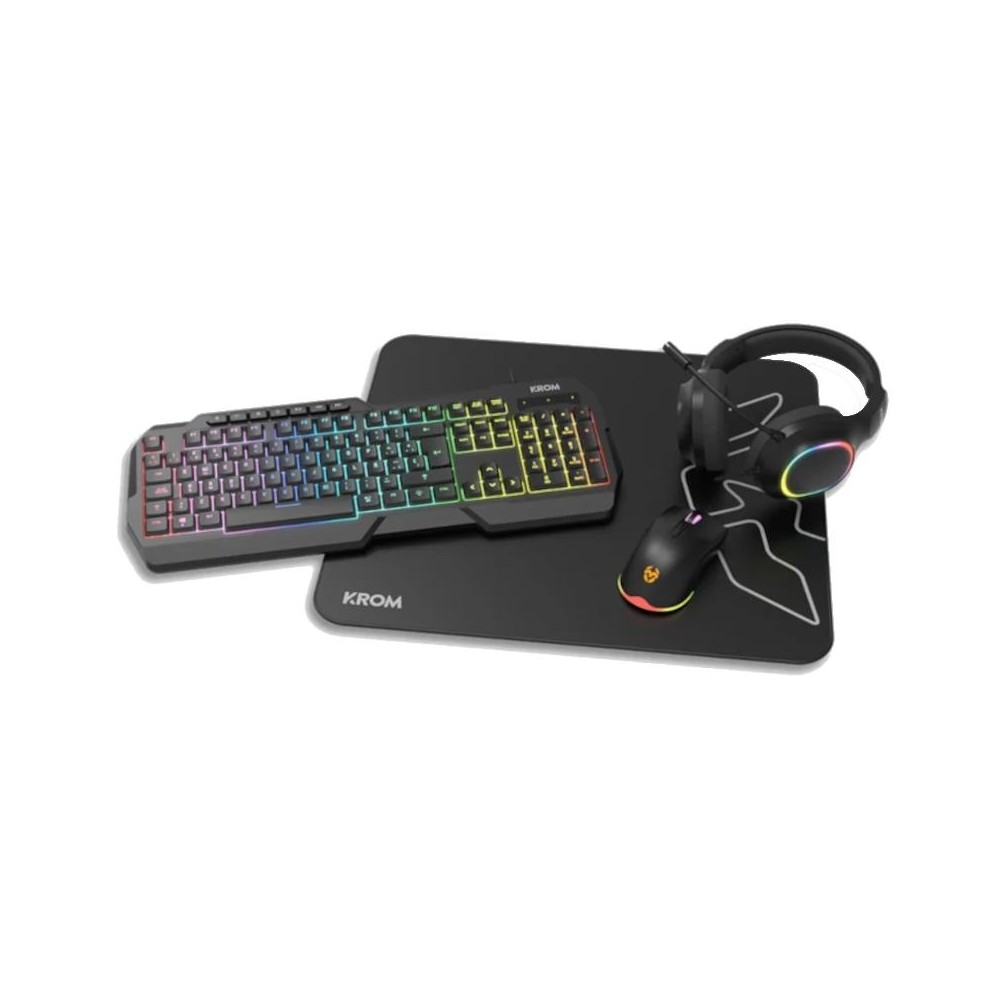Krom kenta pc combo gaming 4 en 1 rgb negro