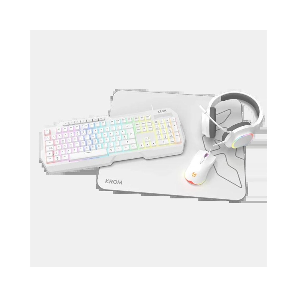 Krom kenta pc combo gaming 4 en 1 rgb blanco