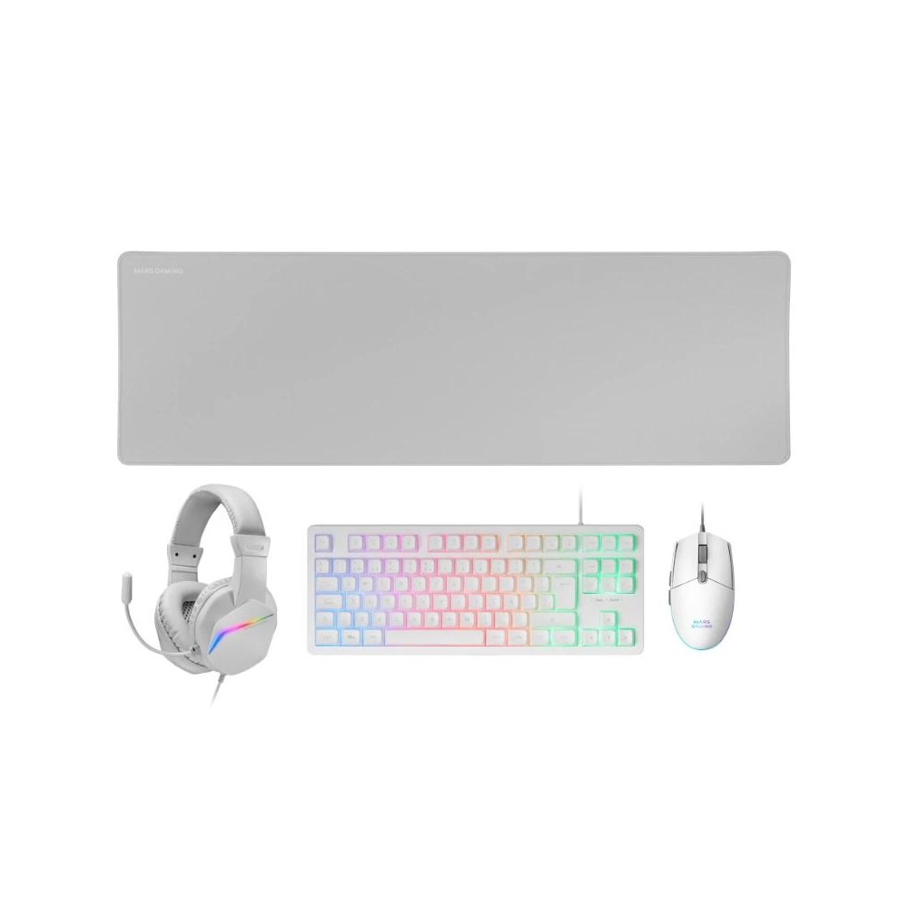 Mars gaming combo gaming mcp-rgb3w 4en1 blanco