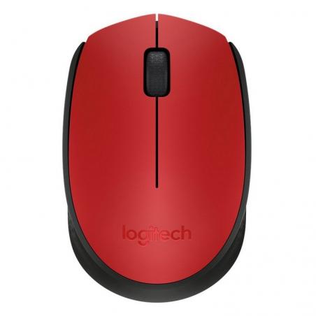 Logitech m171 ratón inalámbrico 1000 dpi neg/rojo