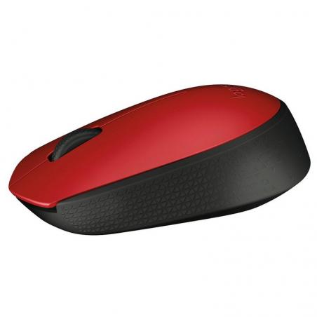 Logitech m171 ratón inalámbrico 1000 dpi neg/rojo