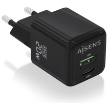 CARGADOR GAN AISENS 20W 1XUSB-C PD3.0 QC4.0 1XUSB-A QC3.0 NEGRO