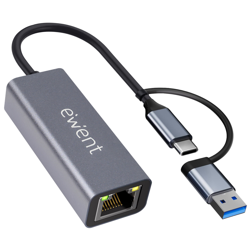 Ewent EW9819 hub de interfaz USB 3.2 Gen 1 (3.1 Gen 1) Type-A + Type-C 1000 Mbit/s Gris
