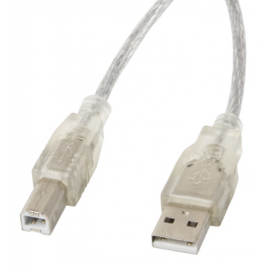 CABLE USB LANBERG USB-A MACHO A USB-B MACHO FERRITA 5M TRANSPARENTE
