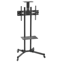 SOPORTE SUELO RUEDAS AISENS BANDEJA DVD/CAMARA MONITOR/TV 50KG 37"-70" NEGRO