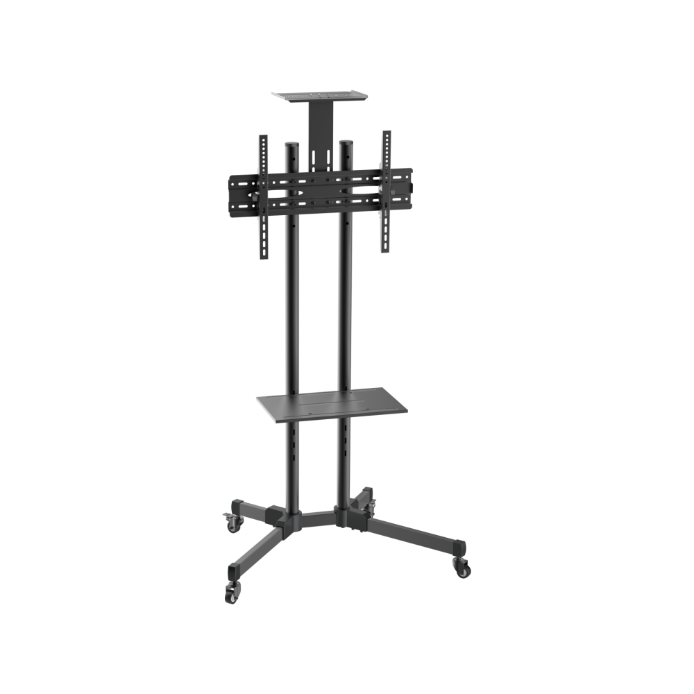 SOPORTE SUELO RUEDAS AISENS BANDEJA DVD/CAMARA MONITOR/TV 50KG 37"-70" NEGRO
