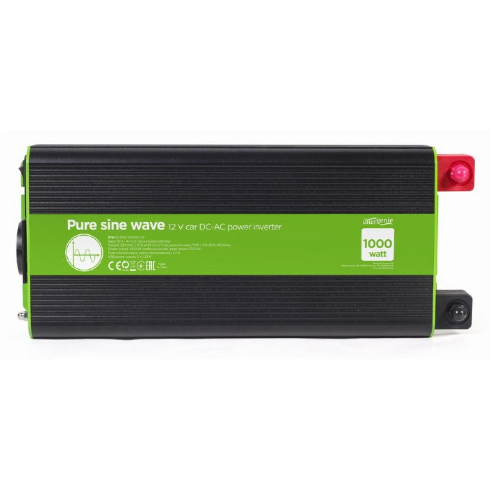 INVERSOR CORRIENTE DC-AC GEMBIRD COCHE DE ONDA SINUSOIDAL PURA DE 12 V 1000 W