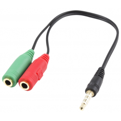 CABLE ADAPTADOR AUDIO EWENT JACK 3.5 MACHO A 2 JACK 3.5 HEMBRA 0,15M