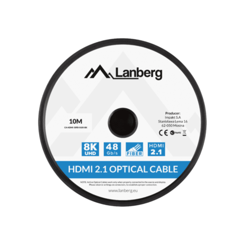 CABLE HDMI AOC LANBERG V2.1 M/M OPTICO ACTIVO 8K60HZ 10M NEGRO