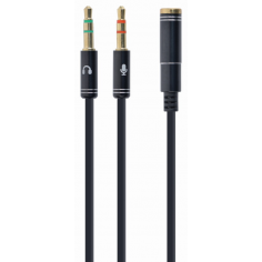 CABLE ADAPTADOR GEMBIRD-HEMBRA 4PINES 3,5MM A 2 STEREO 3,5MM NEGRO, C.METALIC