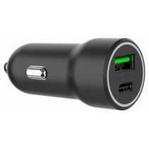 CARGADOR RAPIDO PARA COCHE GEMBIRD CON 2 PUERTOS USB, TIPO C PD, 20 W, NEGRO