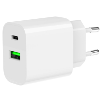 CARGADOR RAPIDO USB GEMBIRD DE 2 PUERTOS Y 20 W, BLANCO
