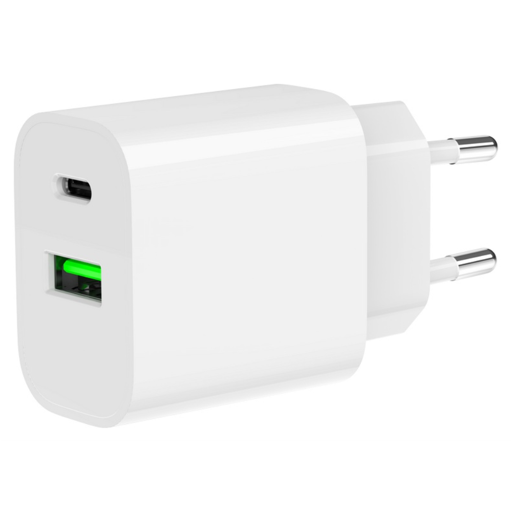 CARGADOR RAPIDO USB GEMBIRD DE 2 PUERTOS Y 20 W, BLANCO
