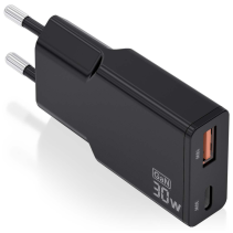 CARGADOR AISENS GAN ULTRA DELGADO 30W USB-C PD3.0 QC4.0 USB-A QC3.0
