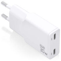 CARGADOR AISENS GAN ULTRA DELGADO 30W 2XUSB-C PD3.0 QC4.0 BLANCO