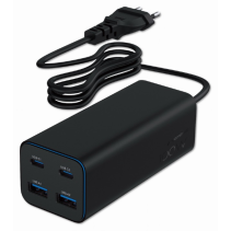 CARGADOR RAPIDO GEMBIRD USB POWERDELIVERY GAN DE 4 PUERTOS 100 W NEGRO