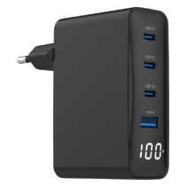 CARGADOR RAPIDO GEMBIRD USB GAN DE 4 PUERTOS 100 W LCD NEGRO