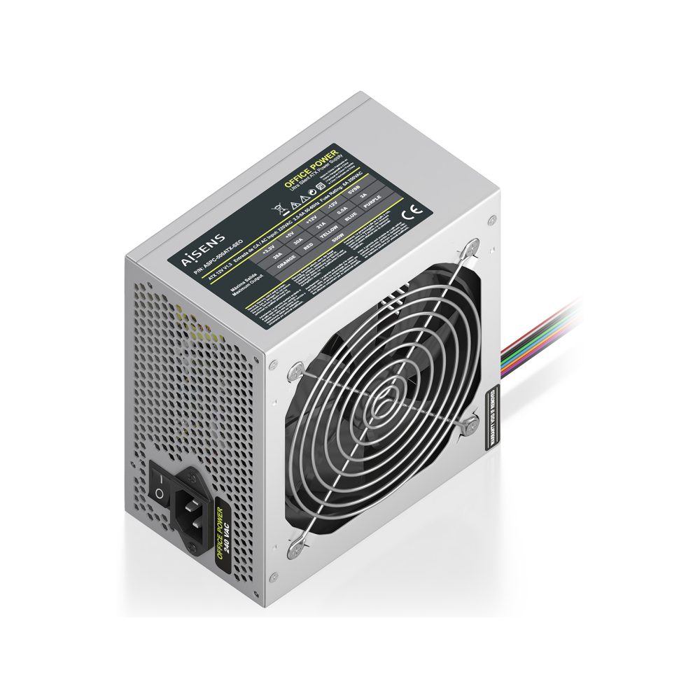 FUENTE ALIMENTACION AISENS ATX 500W OEM PLATA