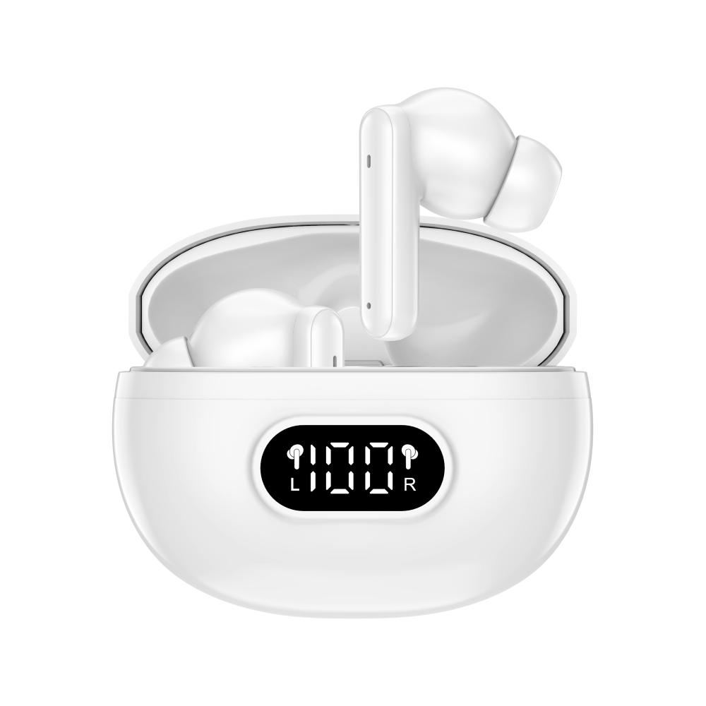 AURICULARES BLUETOOTH DENVER INALAMBRICOS CON ENC (4 MICROFONOS) BLANCO