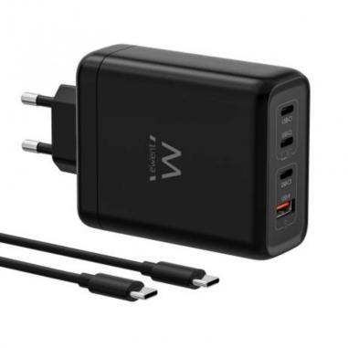 Ewent cargador usb 140w gan fast 4-puertos 2m