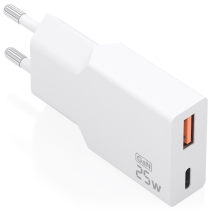 CARGADOR AISENS ULTRA DELGADO GaN 25W 1xUSB-C PD3.0 QC4.0 1xUSB-A QC3.0 BLANCO