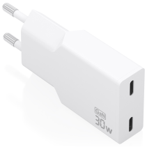 CARGADOR AISENS ULTRA DELGADO GaN 30W 2xUSB-C PD3.0 BLANCO