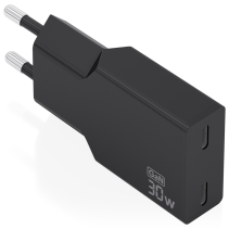 CARGADOR AISENS ULTRA DELGADO GaN 30W 2xUSB-C PD3.0 NEGRO