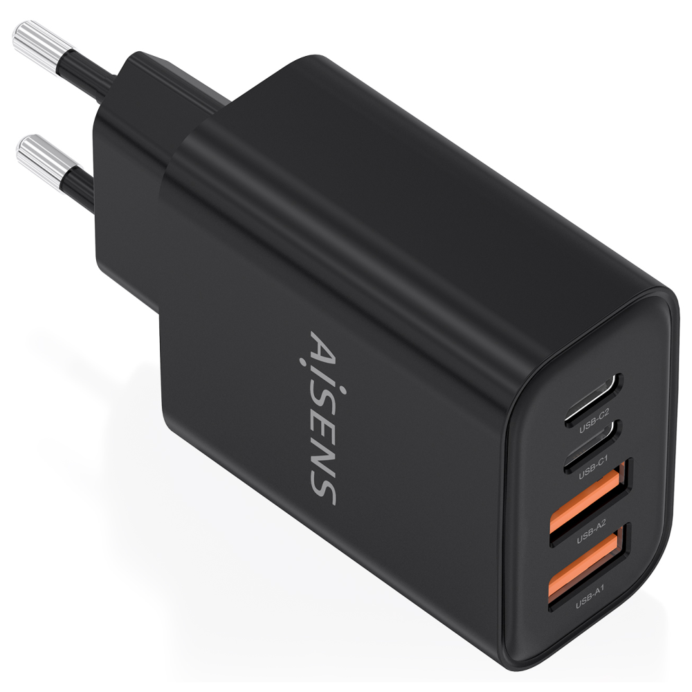 CARGADOR AISENS GaN 32W 2xUSB-C PD3.0, 2xUSB-A NEGRO