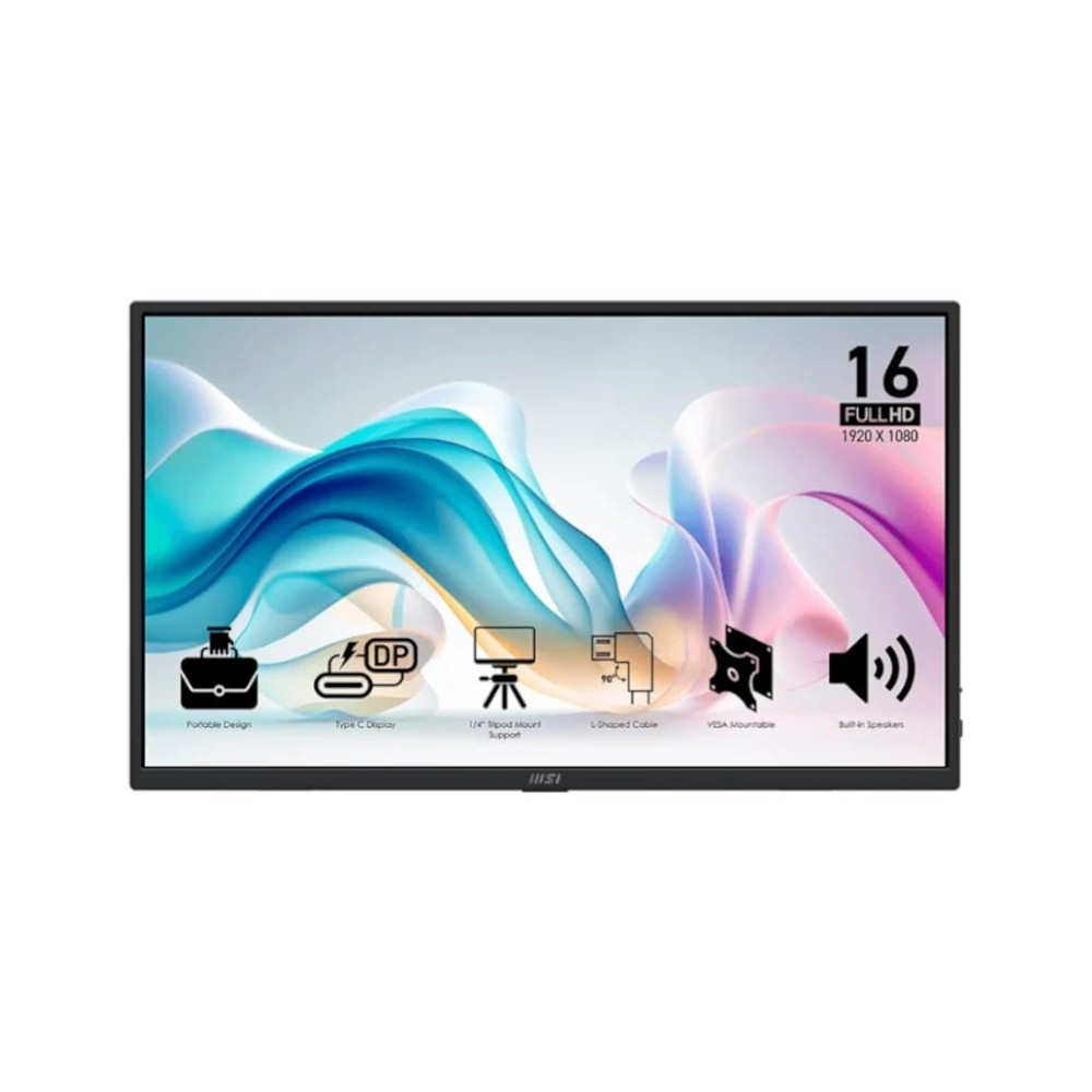 Msi mp165 e6 monitor15.6"ips fhd portátil usbc mm
