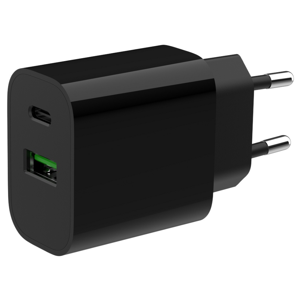 CARGADOR RAPIDO USB GEMBIRD DE 2 PUERTOS Y 20 W, NEGRO