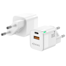 CARGADOR GAN AISENS 30W 1XUSB-C PD3.0 QC4.0 1XUSB-A QC3.0 BLANCO