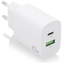 CARGADOR AISENS 20W 1XUSB-C PD3.0 1XUSB-A QC3.0 BLANCO