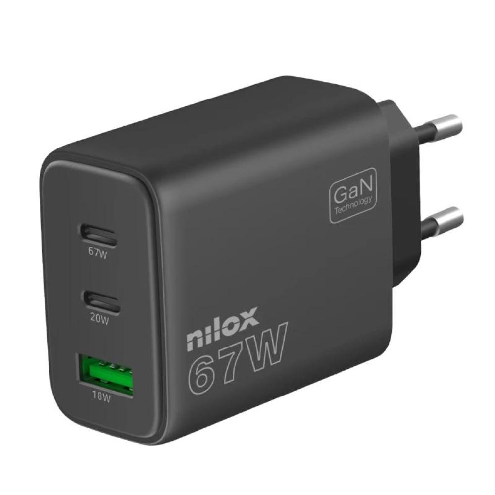 Nilox cargador 67w 2 usb-c usb-a