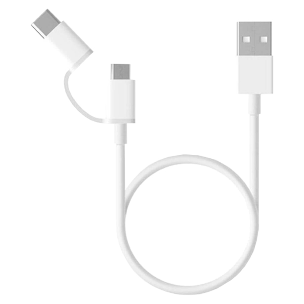 CABLE XIAOMI MI 2-IN-1 MICRO USB-C BLANCO 1M