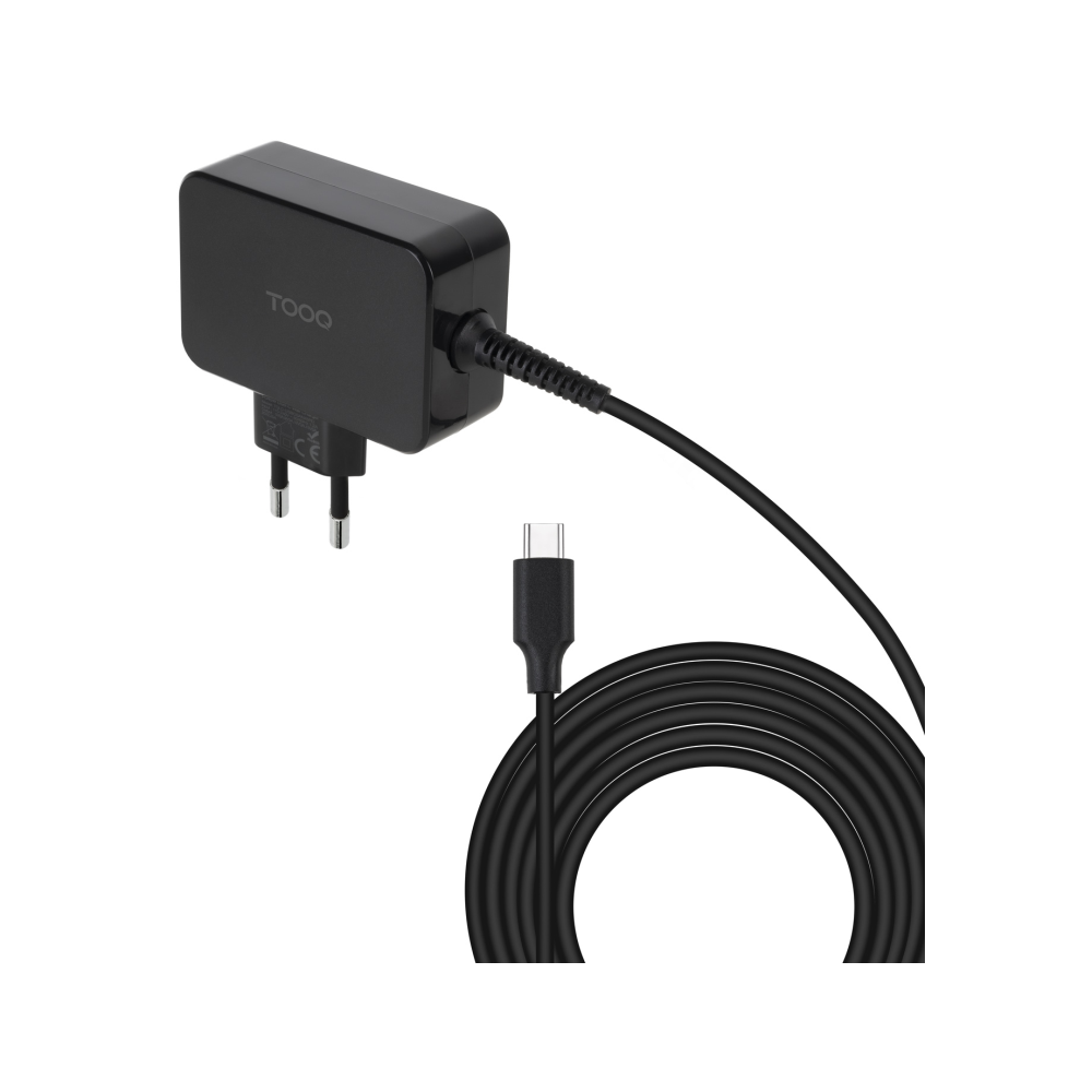 CARGADOR TOOQ PORTATIL GAN USB-C PD 45W NEGRO